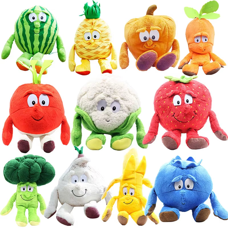 25Cm Fruits Vegetables Plush Toy Garlic Strawberry Broccoli Watermelon Pumpkin Soft Stuffed Plushie Doll Boy Girl Birthday Gifts